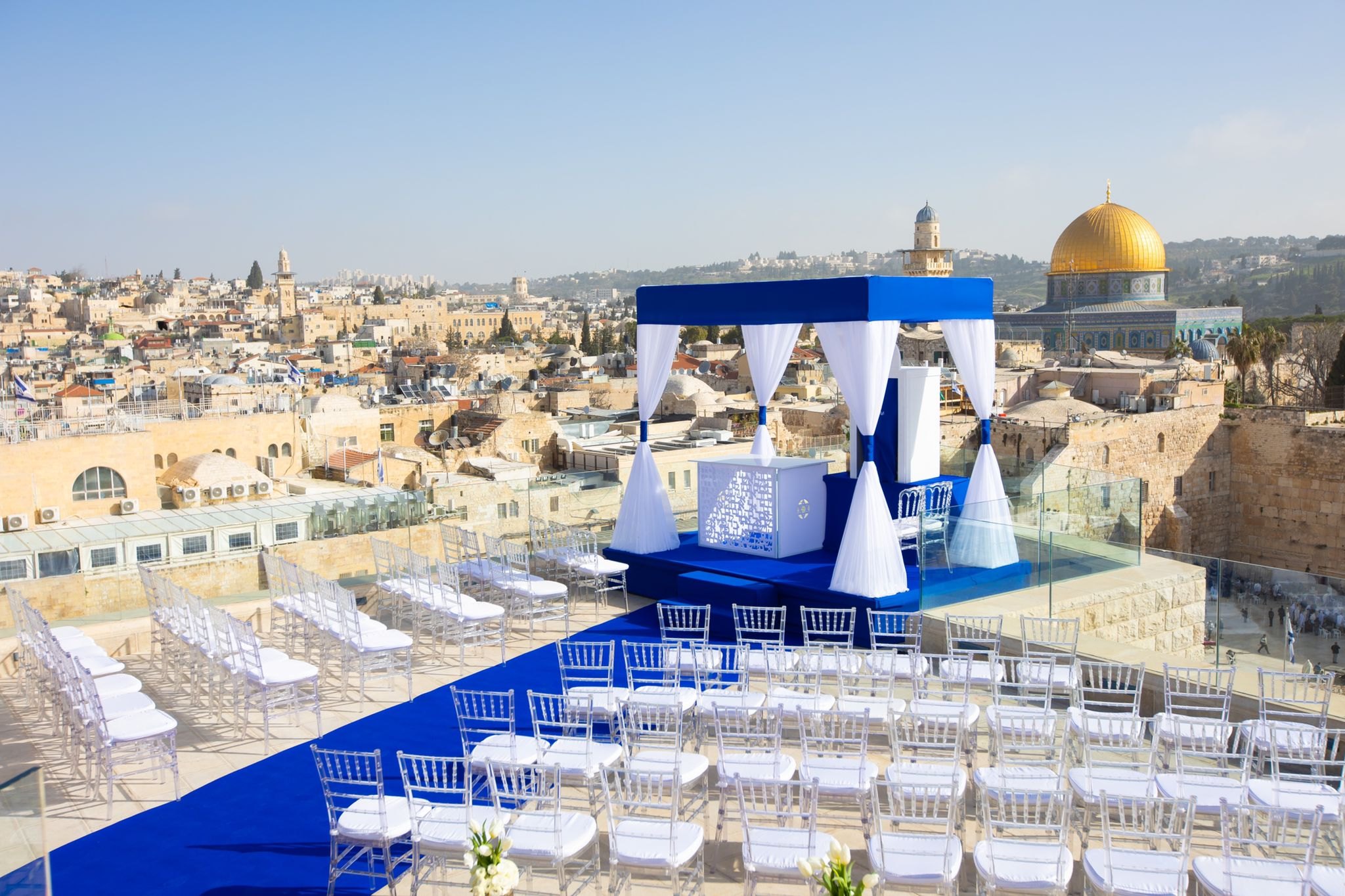 Cérémonie de bar mitzvah installée face à la vieille ville de Jérusalem, organisée par Infinity Concept
